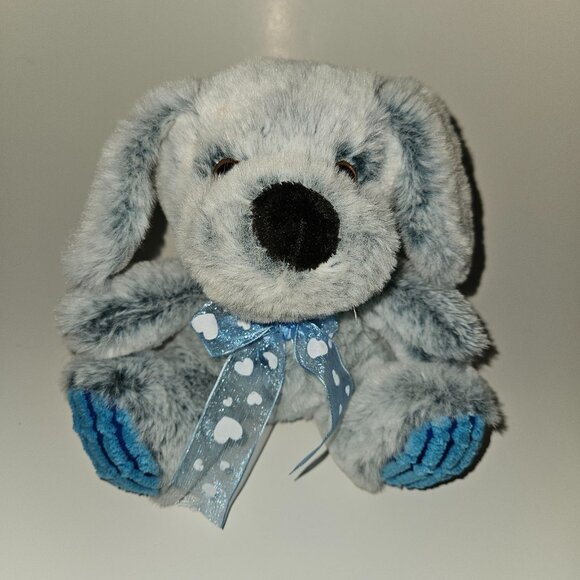 Blue Frosted Puppy Dog Plush 7" Stuffed Toy Heart Bow Valentine's Day MTY Int'l - Picture 1 of 8